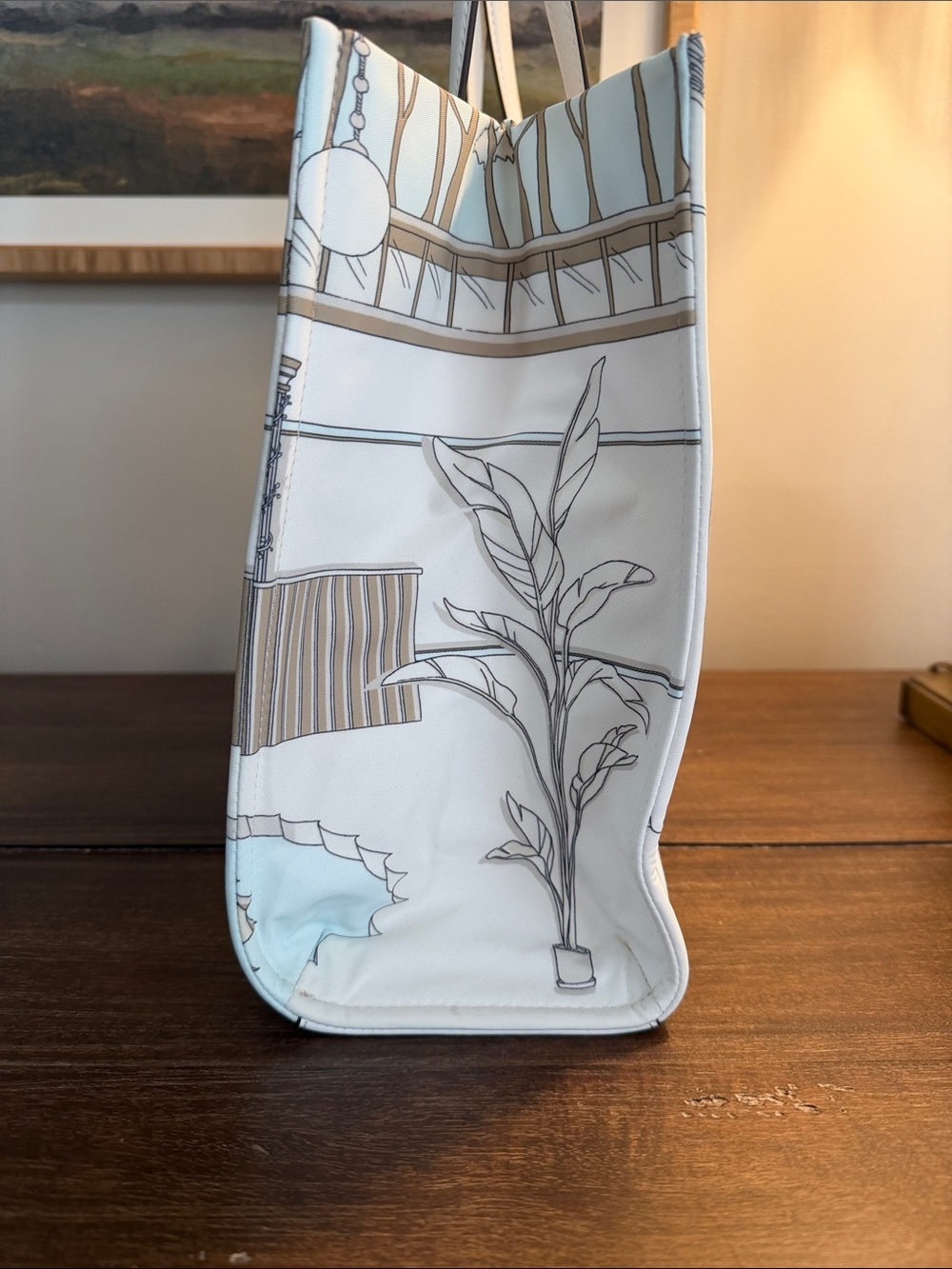 Tory Burch Pool Swan 🦢 Printed Ella Tote with Embossed Logo - Picture 3 of 13